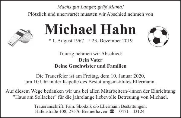 Michaelhahn Gedenken Nordsee Zeitung