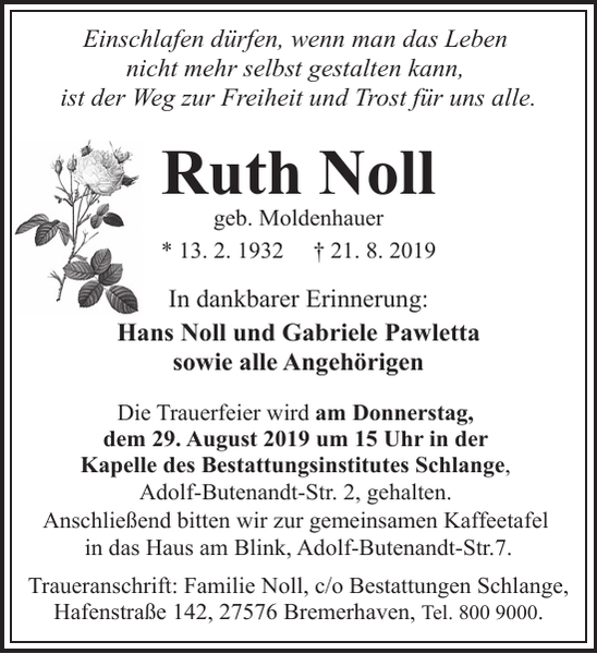 Ruthnoll Gedenken Nordsee Zeitung
