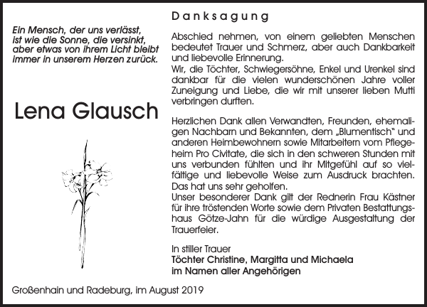 Lena Glausch Danksagung Sachsische Zeitung