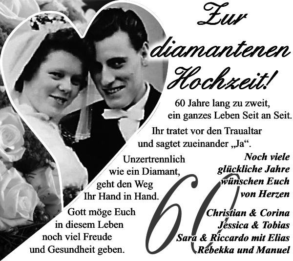 Diamantene Hochzeit Jahrestag Helmstedter Nachrichten
