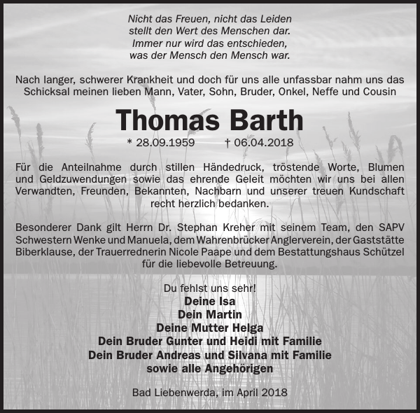 Thomas Barth Gedenken Wochen Kurier