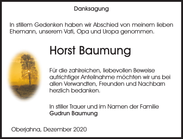 Horst Baumung Danksagung Sachsische Zeitung