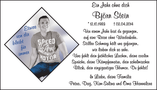 Bjorn Stein Nachruf Wochenspiegel