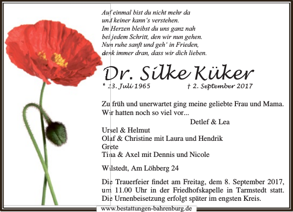 Dr Silke Kuker Gedenken Zevener Zeitung