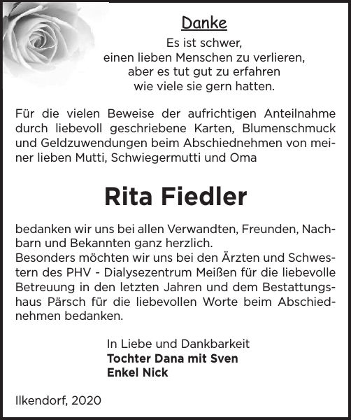 Rita Fiedler Danksagung Sachsische Zeitung