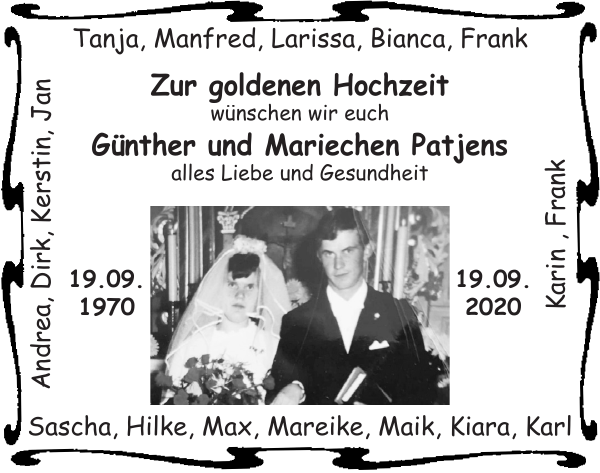 Gunther Und Mariechen Patjens Goldene Hochzeit Stader eblatt