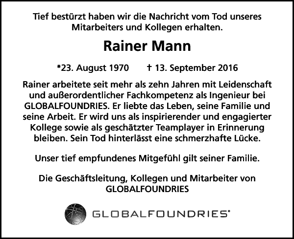 Rainer Mann Traueranzeige Sachsische Zeitung