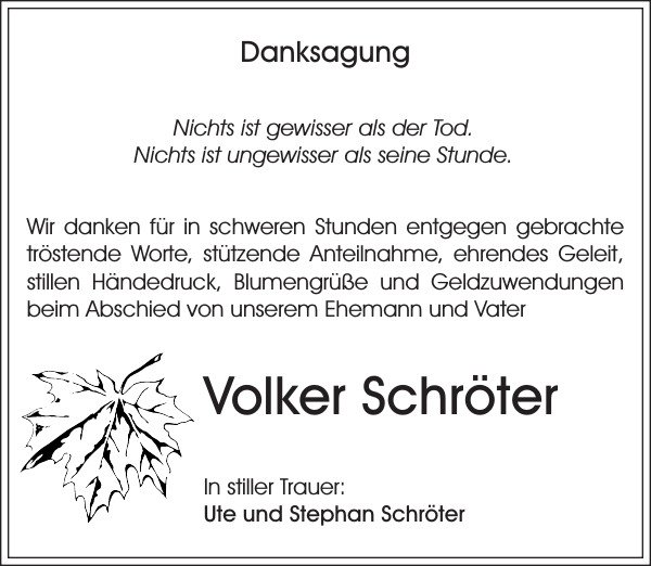 Volker Schroter Danksagung Sachsische Zeitung