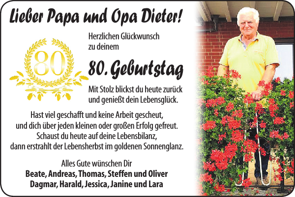 Papa Und Opa Dieter Jahrestag Peiner Nachrichten