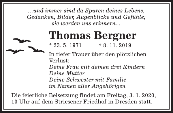 Thomas Bergner Traueranzeige Sachsische Zeitung