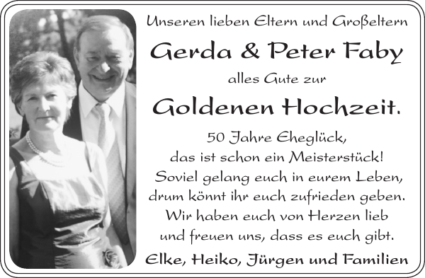 Gerda Und Peter Faby Goldene Hochzeit Stader Tageblatt