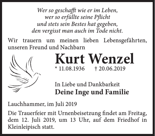 wochenkurier trauer