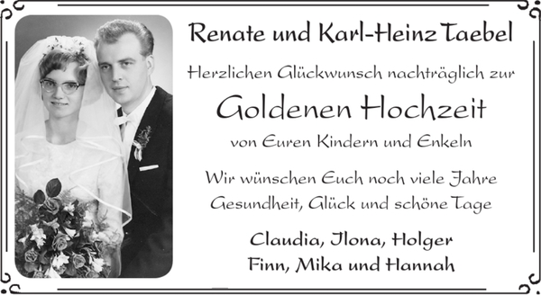 Renate Und Karl Heinz Taebel Goldene Hochzeit Stader Tageblatt