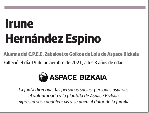 Esquela De Irune Hernandez Espino Esquela Esquela En El Correo