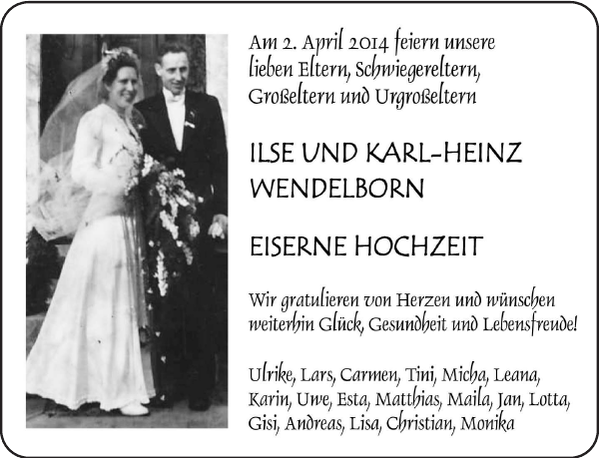Am 2 April 2014 Feiern Unsere Lieben Eltern Goldene Hochzeit Stader Tageblatt